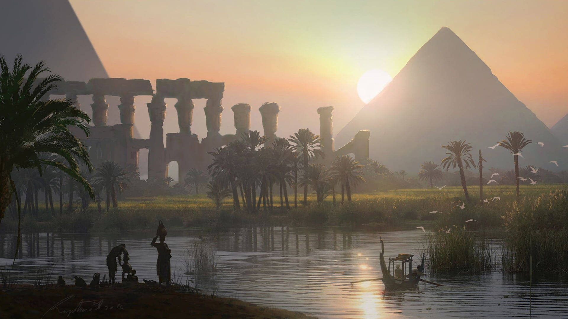 Egyptian landscape at sunrise